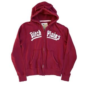 Montauk Embroidered Hoodie M Ditch Plains Hamptons NY Heavyweight Distressed Y2K